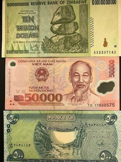 10 Trillion Dollars Zimbabwe + 50,000 Vietnam Dong + 500 Iraq Dinar Fast Ship