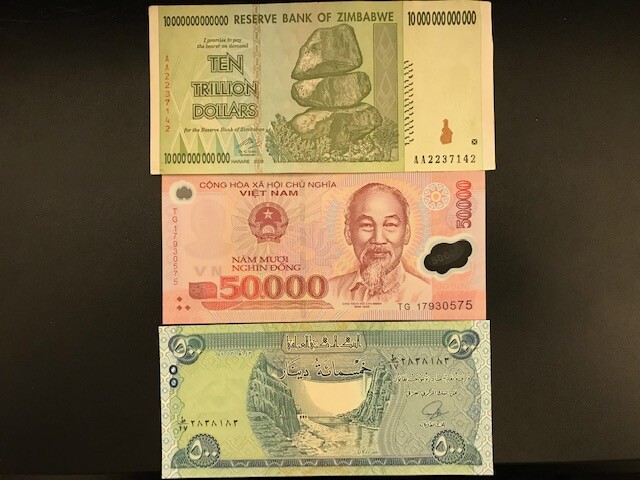 10 Trillion Dollars Zimbabwe + 50,000 Vietnam Dong + 500 Iraq Dinar Fast Ship