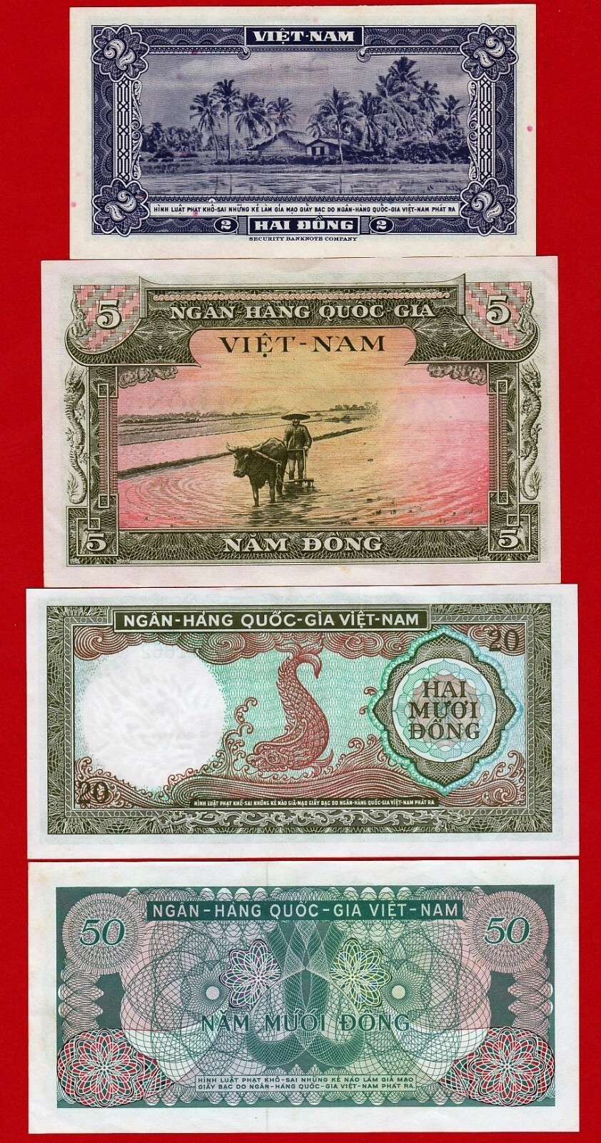 UNC/aUNC, VIETNAM, Lot of 4 different banknotes.