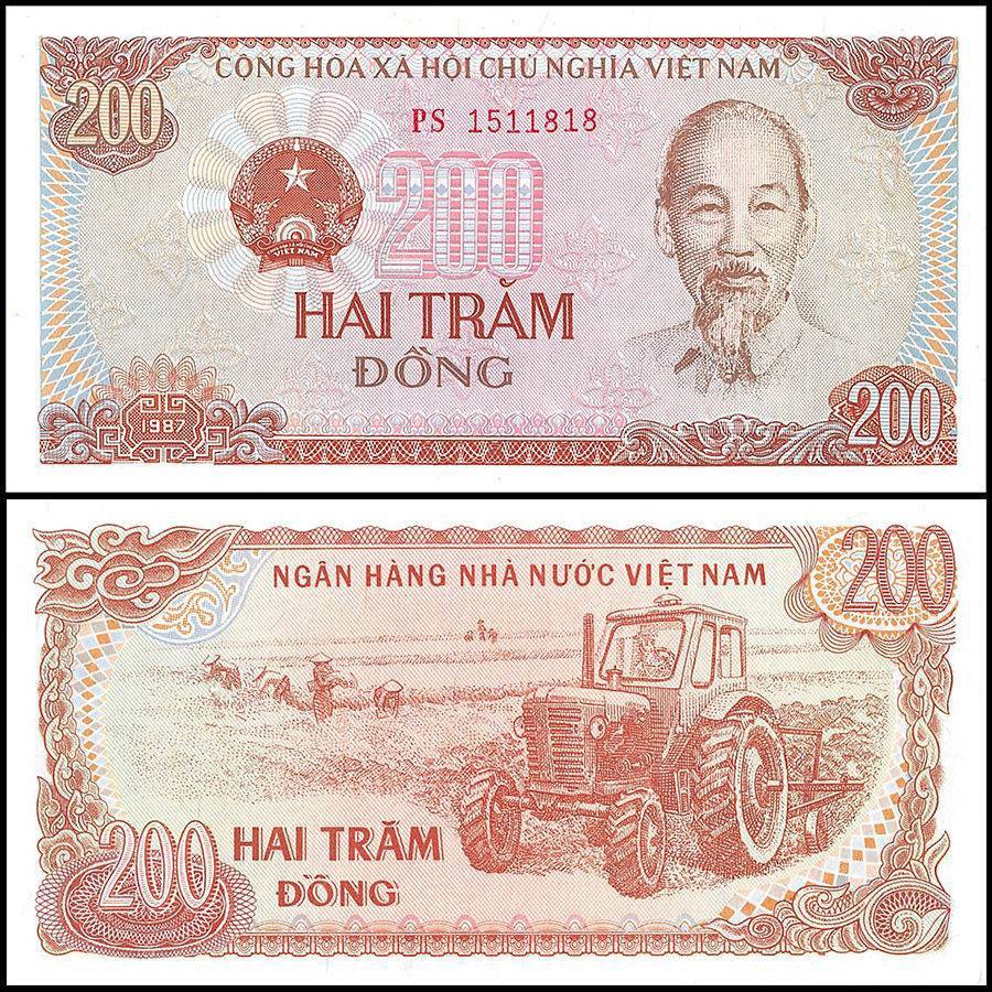 Vietnam 200 Dong, 1987, P-100a, UNC X 100 PCS Bundle Pack