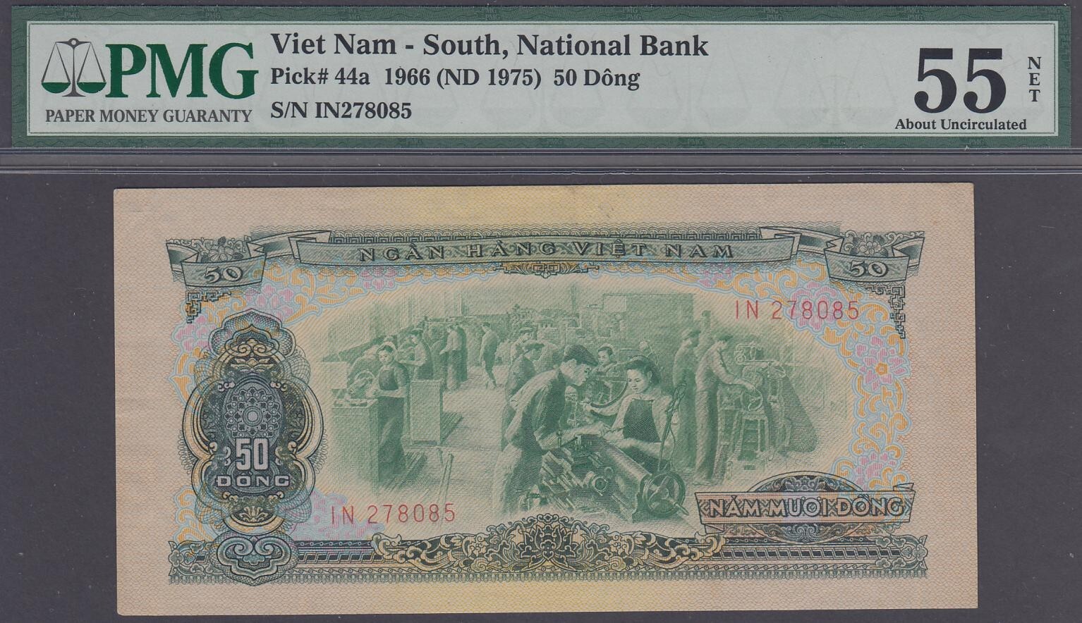 Vietnam South 50 Dong Note P-44a 1966 ND (1975) PMG 55 Net