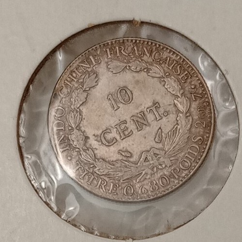 FRENCH INDOCHINA- 10 Centiemes- Silver Coin-1937. *XF