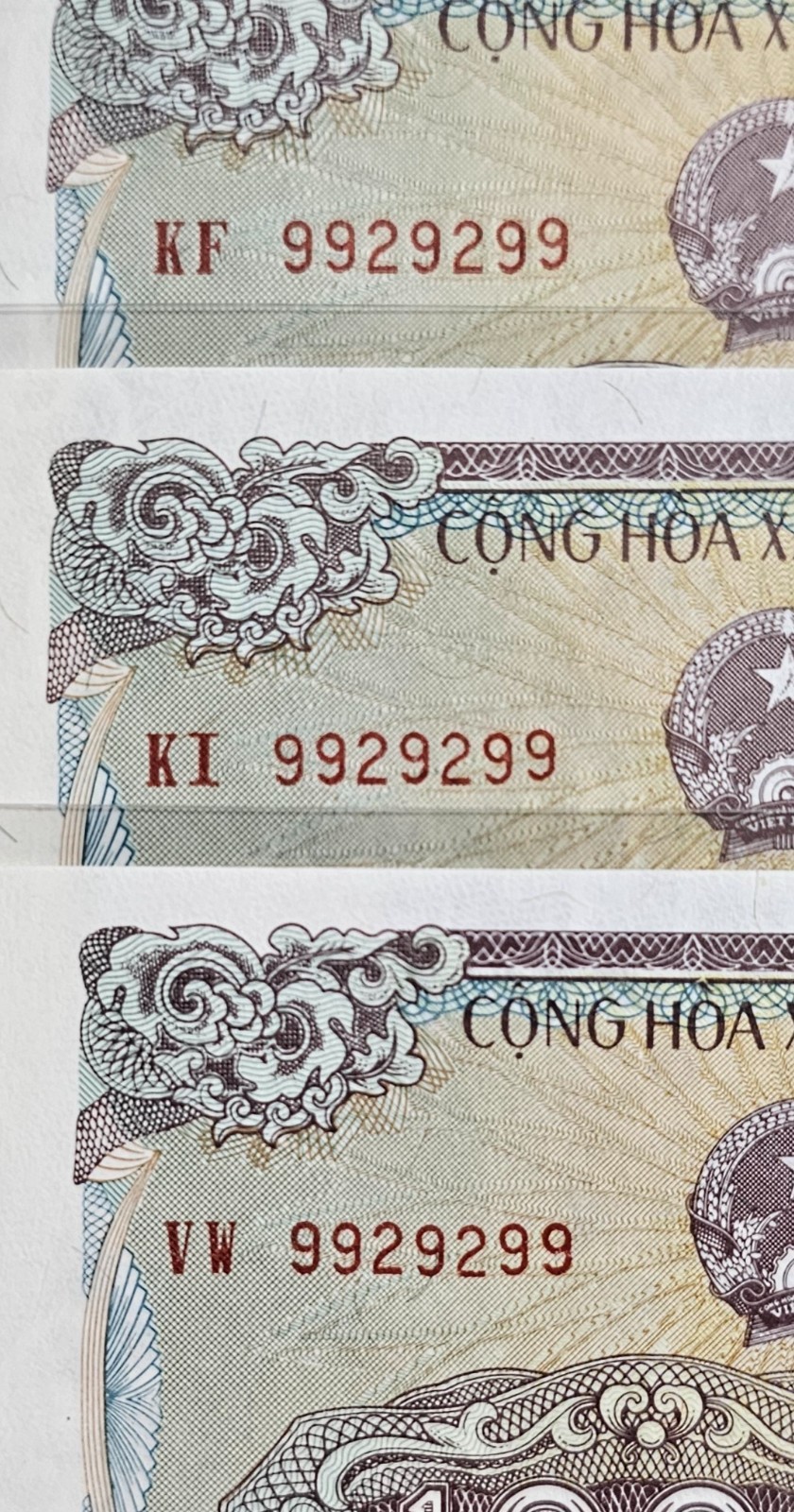 Viet Nam 1988 / 1,000 Dong 2digit Radar Serial number triplets 9929299 Gem UNC