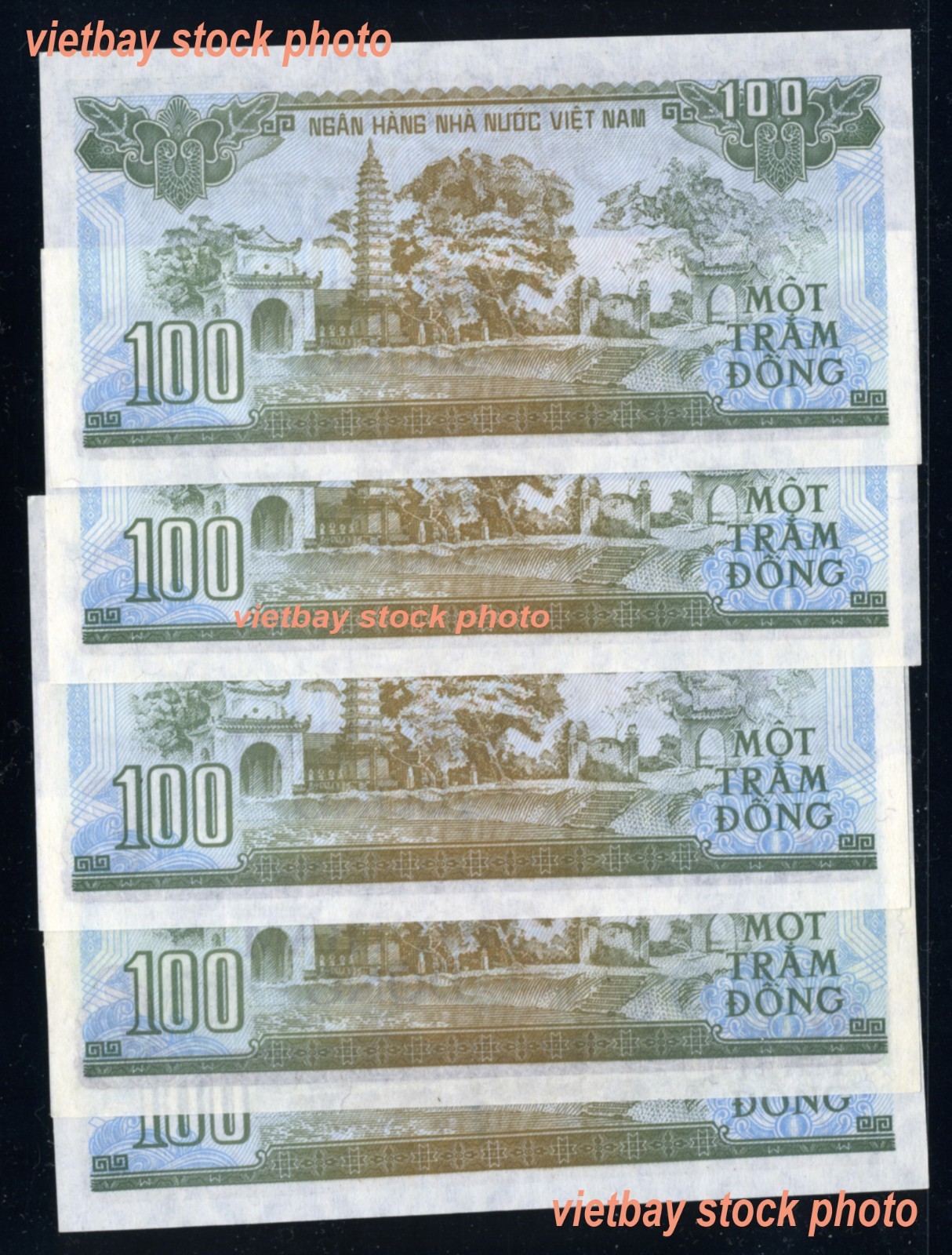 Viet Nam 1991 P105 100 dong Pho Minh Tower, Nam Dinh 5 Consecutive Numbers UNC