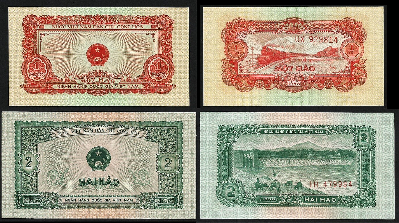 Vietnam 2 Pcs Set, 1 2 Hao 1958, UNC, P-68 69