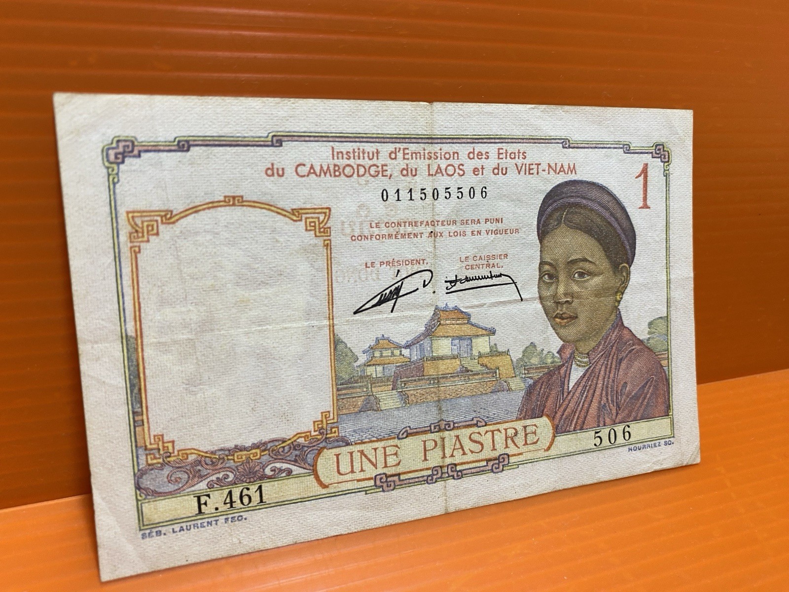Banque De Indochina Laos Vietnam Cambodia Vintage Banknote Use 1953 FreeShipping
