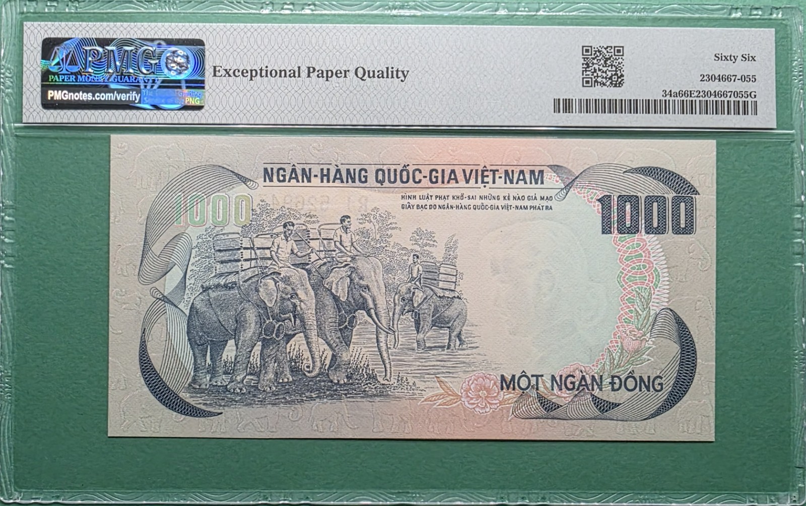 1972 VIETNAM SOUTH 1000 DONG P#34a PMG 66 EPQ GEM UNC