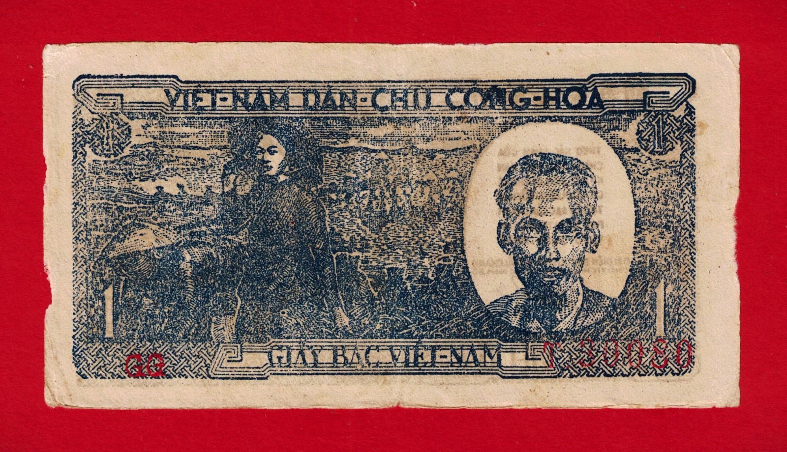 ONE 1 DONG VIETNAM (VG-F) ULTRA-RARE BROWN / PURPLE REVERSE BANKNOTE – (Pick-16)