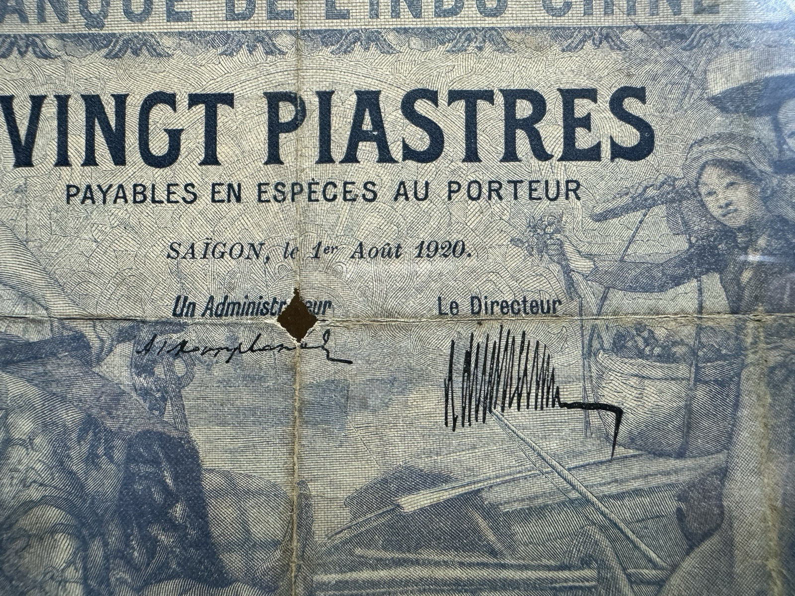 20 Piastres Pick#41 Indochine Banknotes 1920 Original Vintage_LDP Shop.