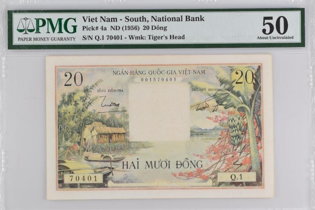 Viet Nam 20 Dong 1956 P#4a PMG 50 AUNC