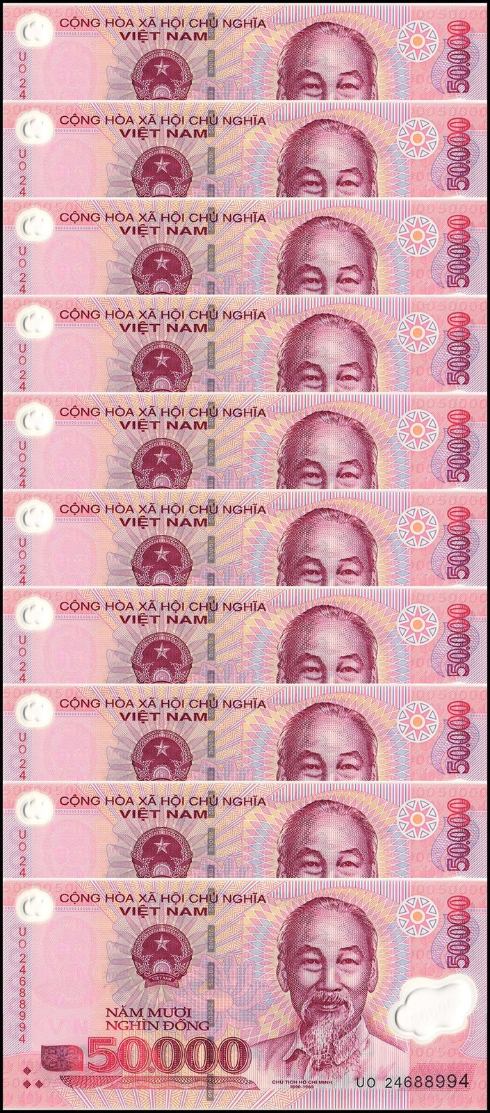 Vietnam 50000 Dong, 2024, P-121r, UNC, Polymer, X 10 PCS