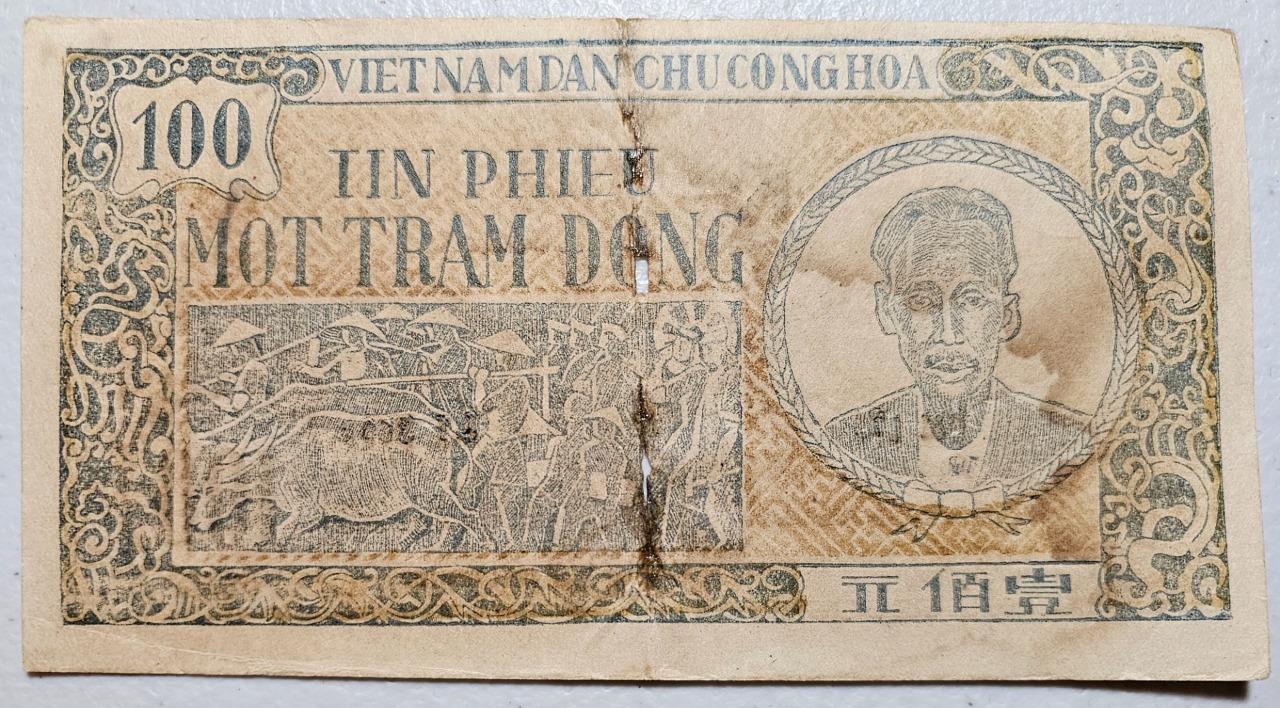 Vietnam P-54a 100 Dong 1950-51 Tin Phieu “Credit Note”, No Wmk