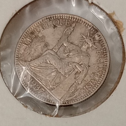 FRENCH INDOCHINA- 10 Centiemes- Silver Coin-1937. *XF