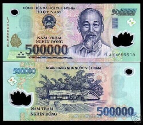 Vietnam 500,000 DONG P-124 2004 XF-AUNC POLYMER 500000 Vietnamese Currency NOTE