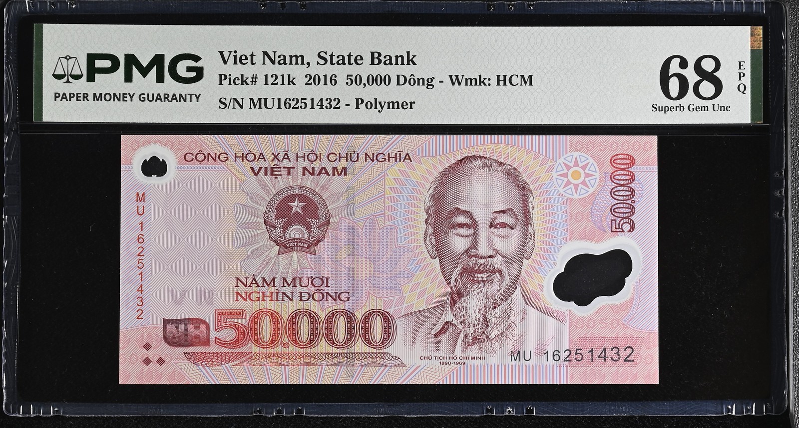 Vietnam 50000 Dong 2016 P 121 k Superb Gem UNC PMG 68 EPQ POLYMER