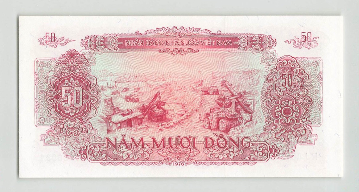 VIETNAM 50 Dong 1976, P-84a, Large Prefix Letters, Original UNC, Pretty Note.