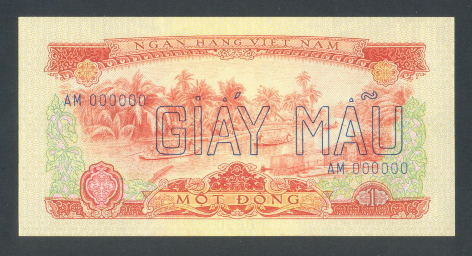 VIETNAM SOUTH 1 Dong 1966 UNC P40s SPECIMEN All zeroes serial No