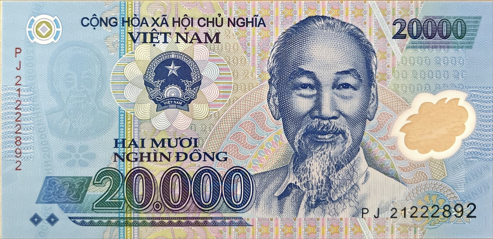 20,000 Vietnam Dong VND Circulated CIR Banknote Currency Polymer Banknote 1pc