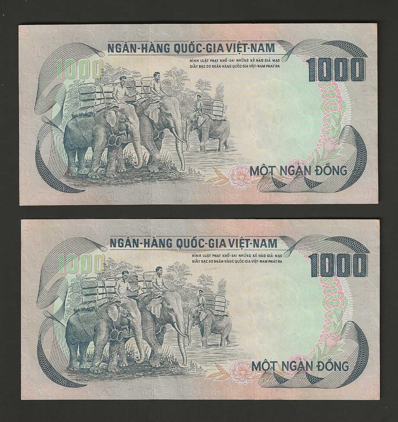 1972 South Vietnam Republic Consecutive Pair of UNC Bank Notes, P#34.