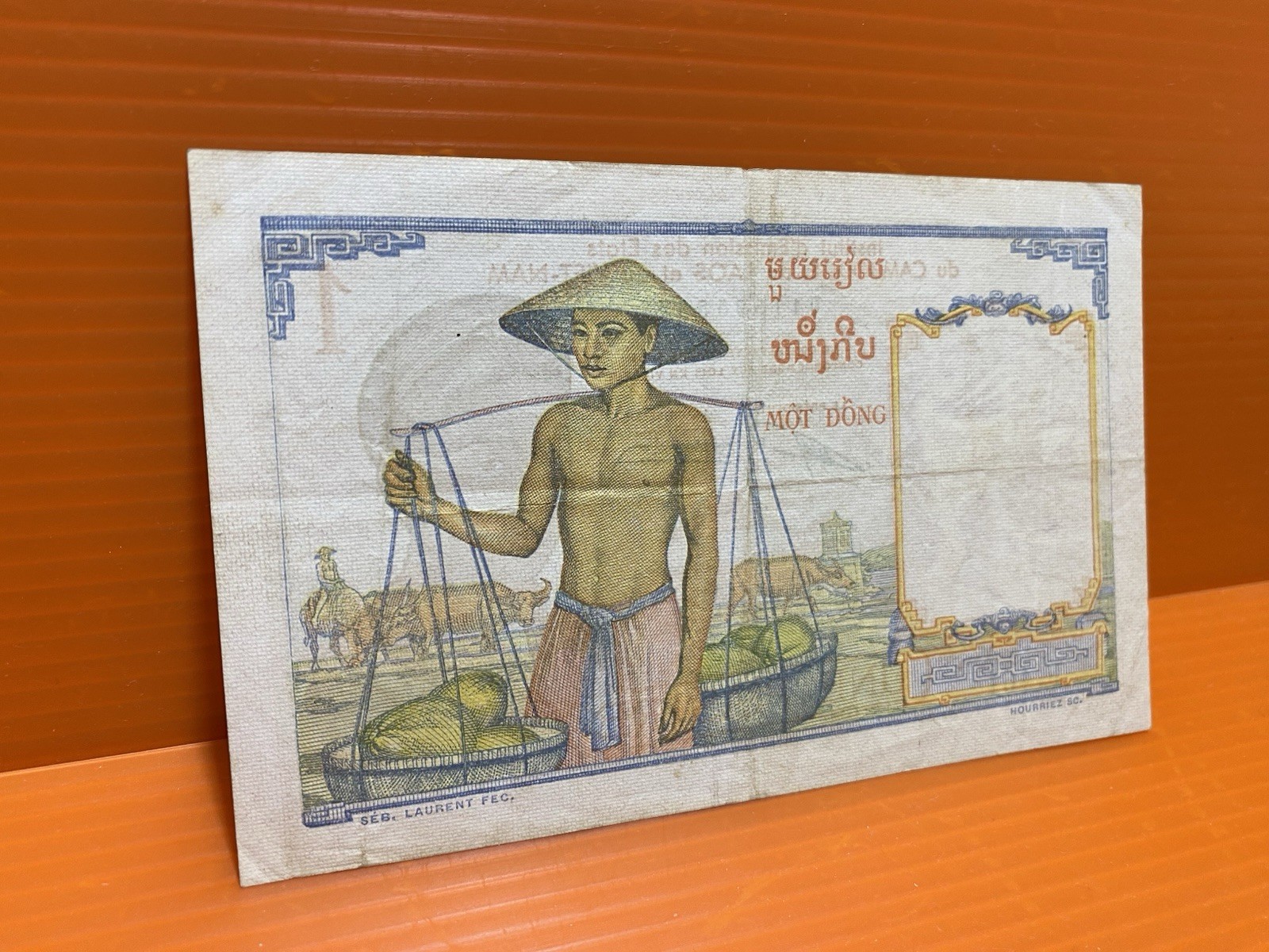 Banque De Indochina Laos Vietnam Cambodia Vintage Banknote Use 1953 FreeShipping