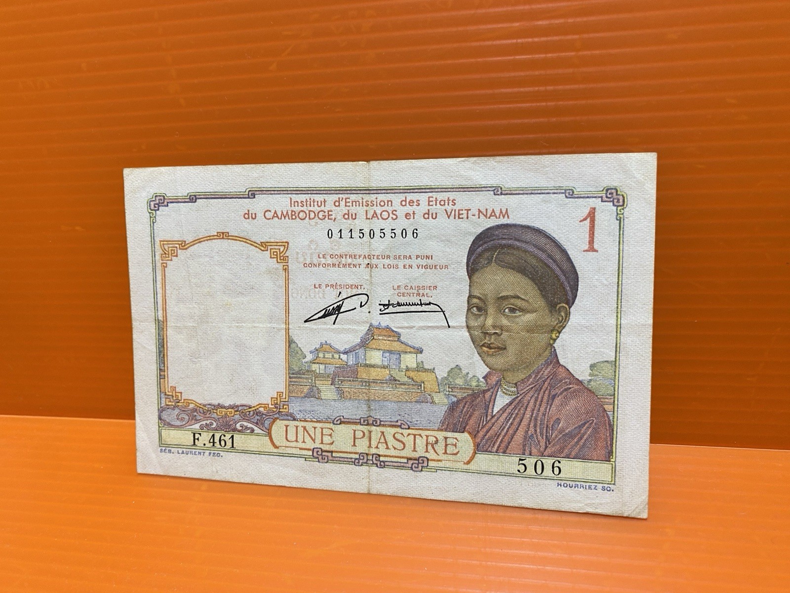 Banque De Indochina Laos Vietnam Cambodia Vintage Banknote Use 1953 FreeShipping