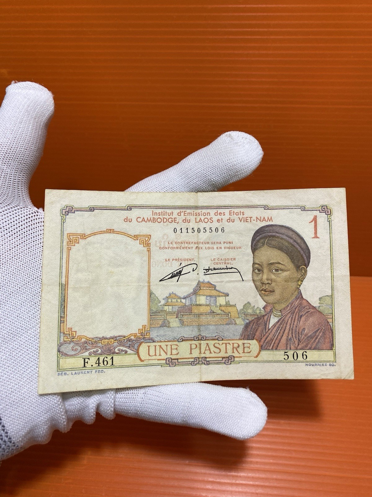 Banque De Indochina Laos Vietnam Cambodia Vintage Banknote Use 1953 FreeShipping