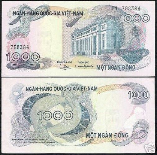VIETNAM SOUTH 1000 DONG P-29 1970-1971 BANK BUILDING AUNC CURRENCY BANK NOTE