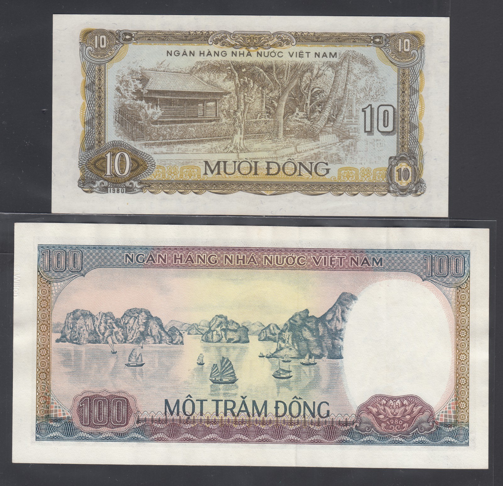 1980-81 State Bank of Vietnam Completed Set of 4 Bank Notes, P# 77, 79.
