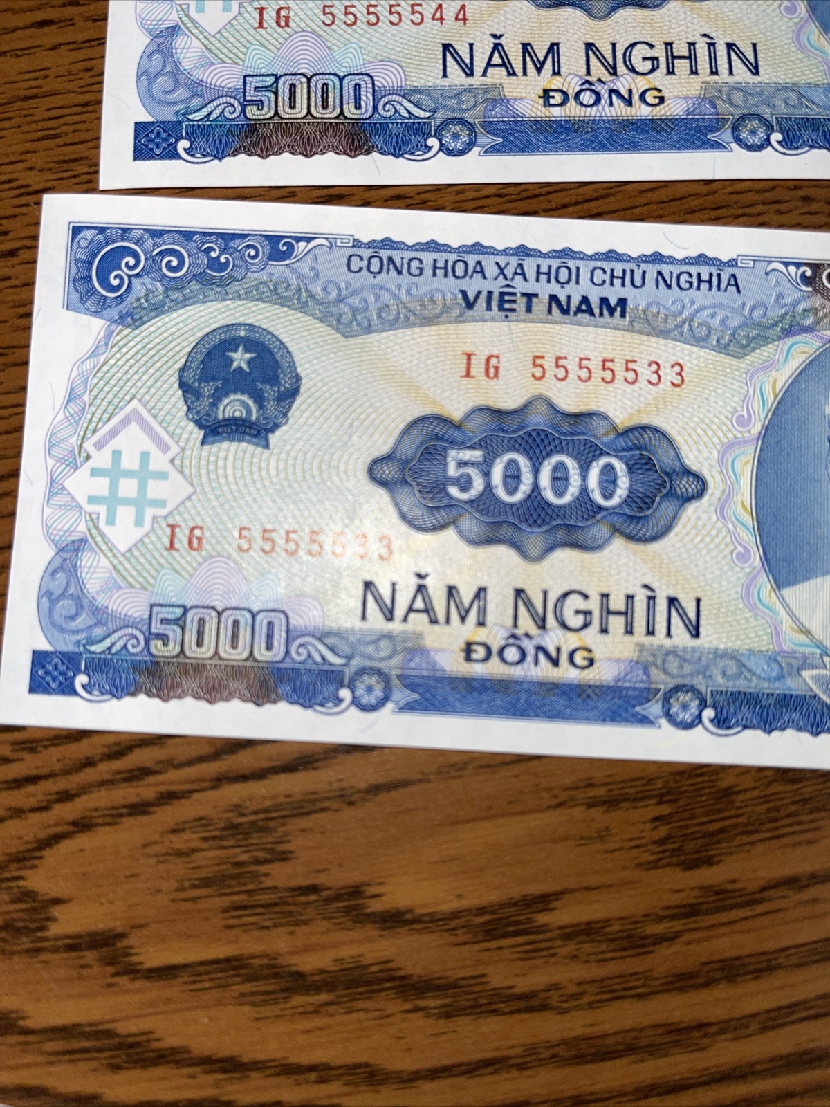Vietnam 5000 Dong C 4pcs, 1991, P-108, UNC Binary Cool Seri
