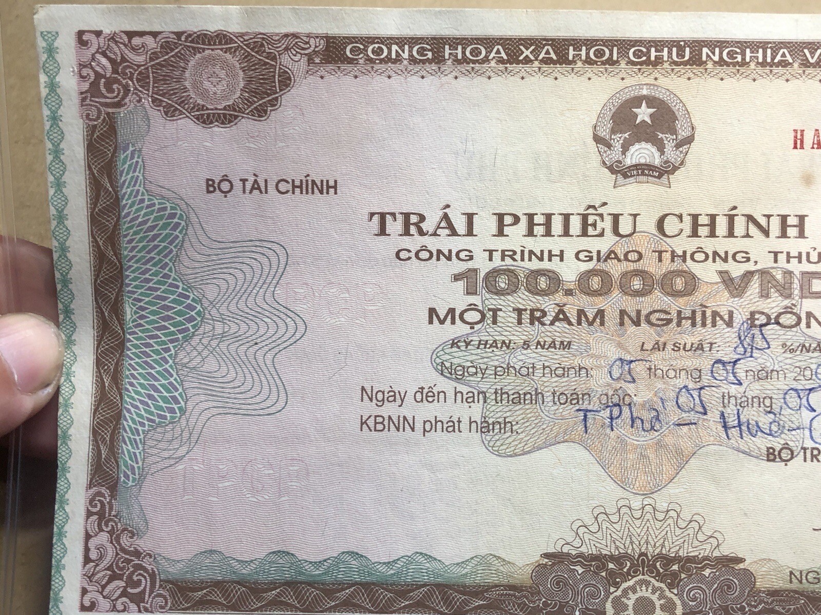 100,000 Dong Payment Bond Cheque Unpaid 2004 Original Vintage Rare_LDP Shop.