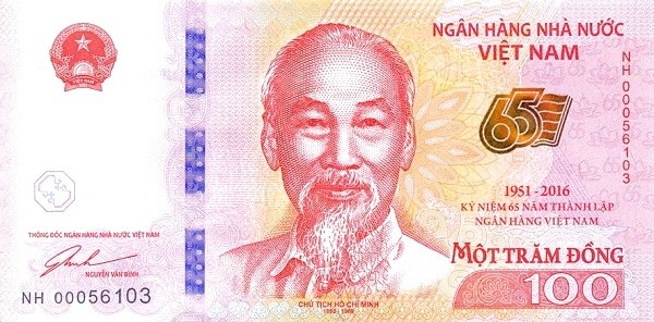 Vietnam 100 Dong Banknote, 2016, P-125, UNC – 65th Anniversary