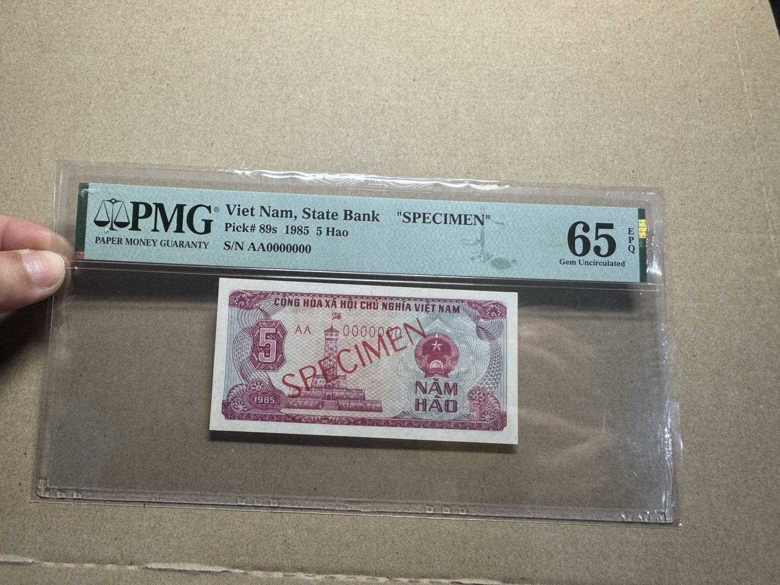 5 Hao Specimen 1985 Pick#89s PMG-65 EPQ Viet Nam Banknotes_LDP.