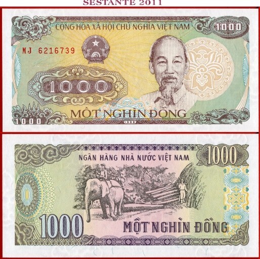 VIETNAM 1.000 1000 DONG 1988 Small serial P 106a UNC free shipping from 100$