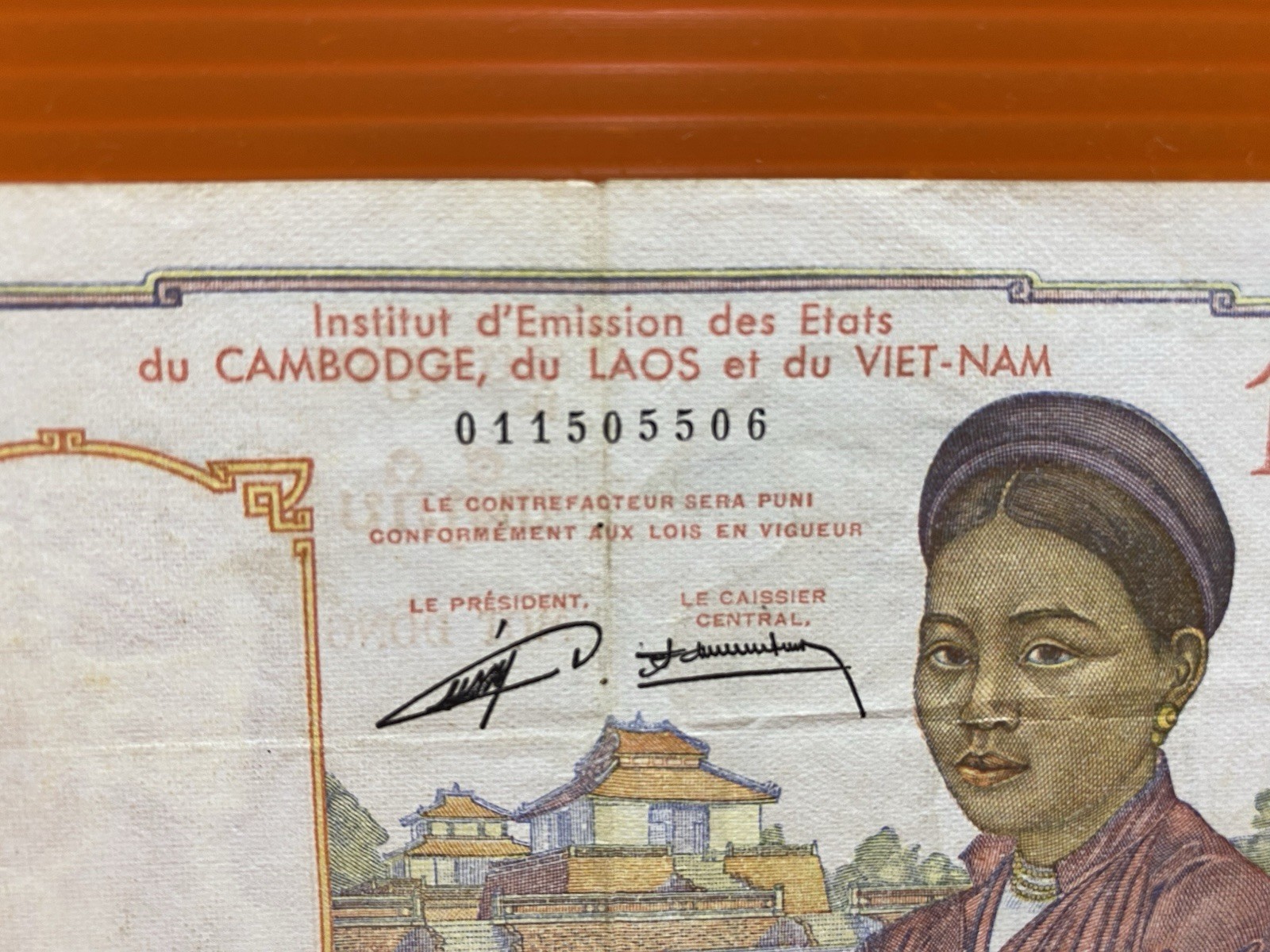 Banque De Indochina Laos Vietnam Cambodia Vintage Banknote Use 1953 FreeShipping
