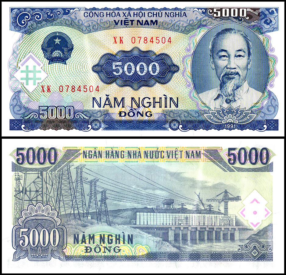 Vietnam 5000 Dong, 1991, P-108, UNC