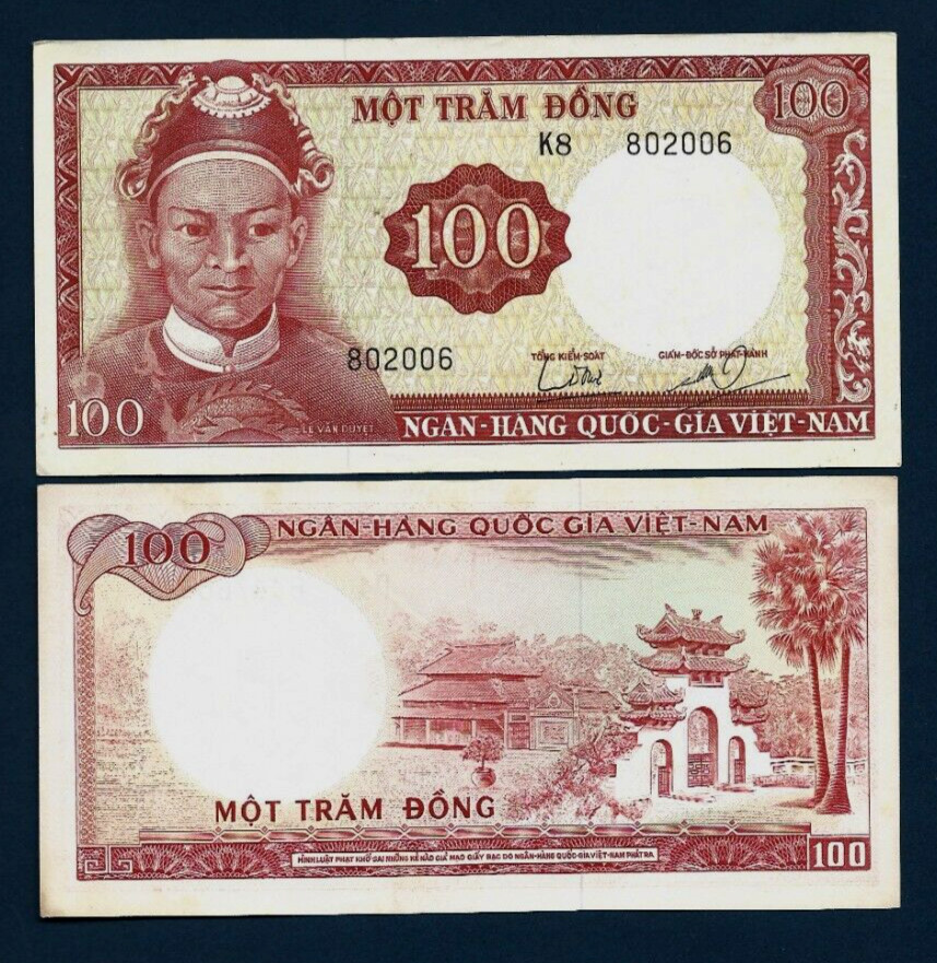 Vietnam SOUTH 100 DONG P-19b ND 1966 Vietnamese DAM World Currency aUNC BANKNOTE