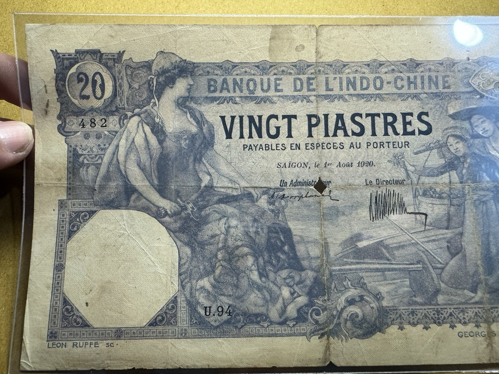 20 Piastres Pick#41 Indochine Banknotes 1920 Original Vintage_LDP Shop.