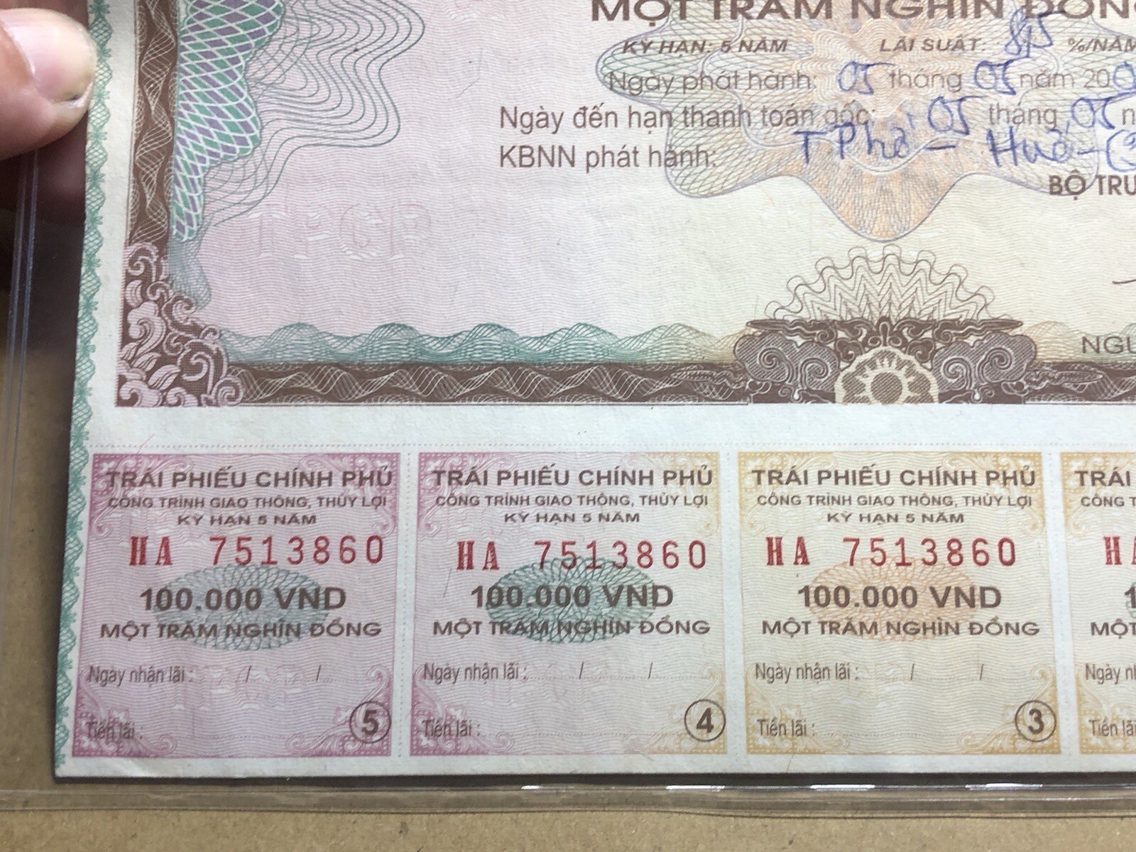 100,000 Dong Payment Bond Cheque Unpaid 2004 Original Vintage Rare_LDP Shop.