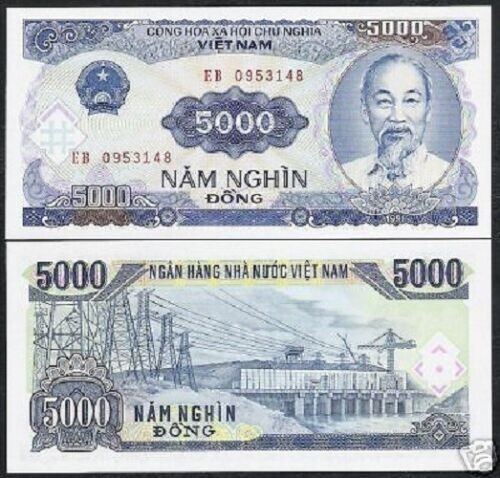 Vietnam 5000 DONG P-108 1991 Ho Chi Minh UNC World Currency Vietnamese BANK NOTE