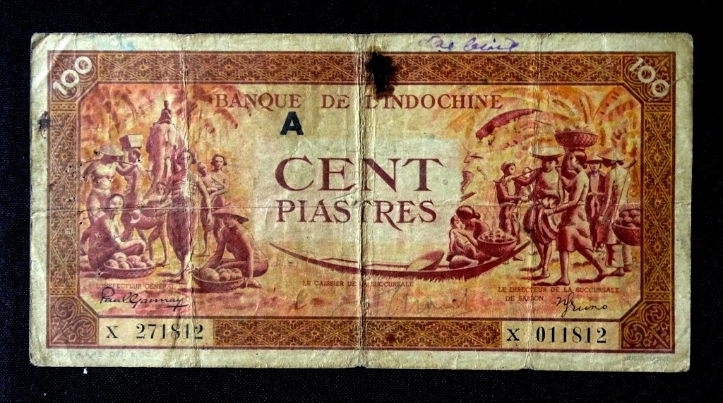 French Indochina Banknote , 100 Piastres.