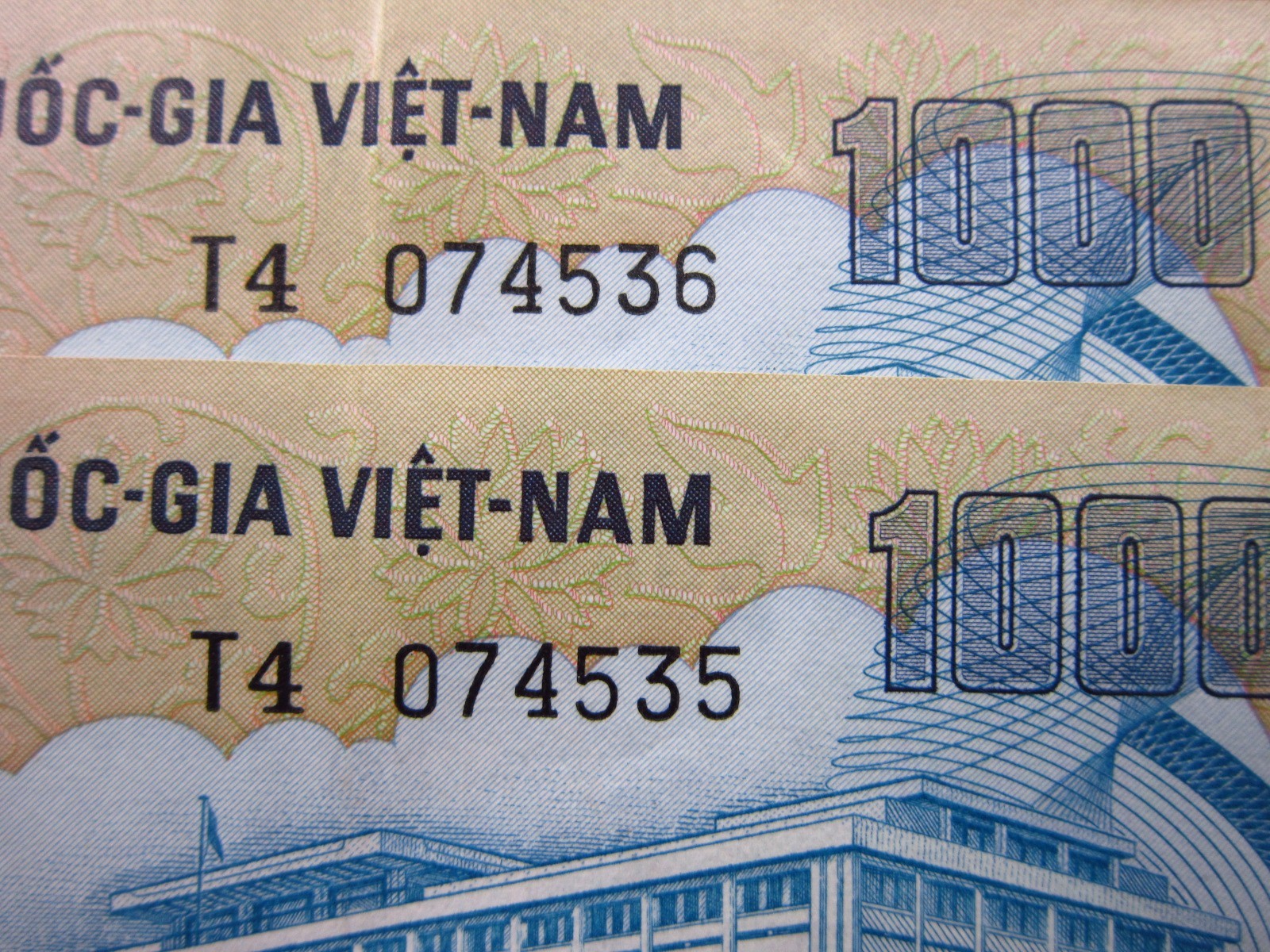 South Vietnam 1000 Dong ND 1972 P34 Unc Sequential Elephants Việt Nam i4c4535