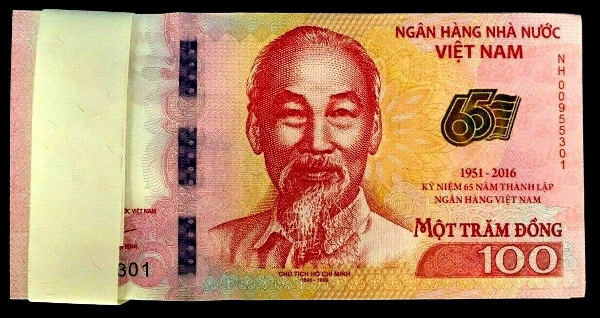 VIETNAM 100 Dong 1951-2016 x 100 Pcs UNC New Commemorative 65th Any Lot Bundle