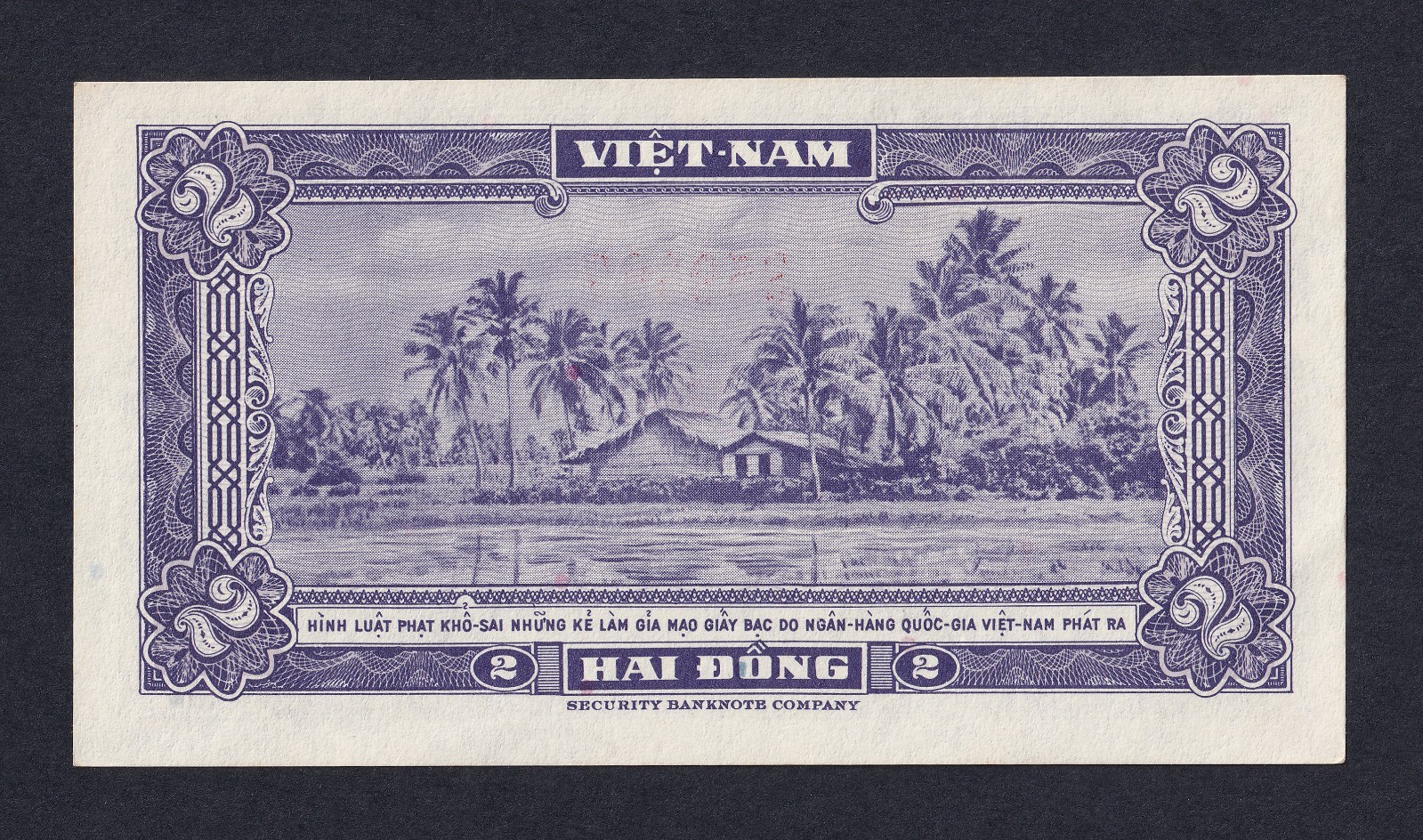 South Vietnam 2 Đồng from 1955 ND ⭐️ House in the countryside ⭐️ UNC – BAG145